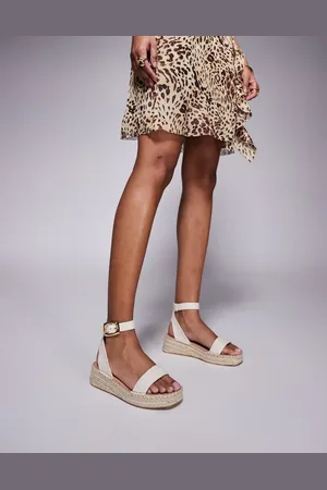 South Beach Todelte espadrille-sandaler i cremehvid hør
