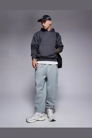 ASOS Premium - Oversized og forvaskede lysegrå joggingbukser i kraftigt 400 gsm-stof-Grøn