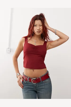 Edikted Bordeaux cami-croptop med firkantet hals