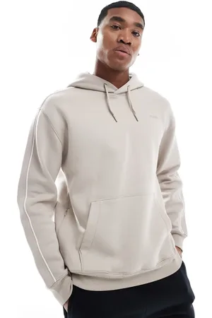 Hollister Beige hættetrøje med ærmepaneler i kontrastfarve-Hvid
