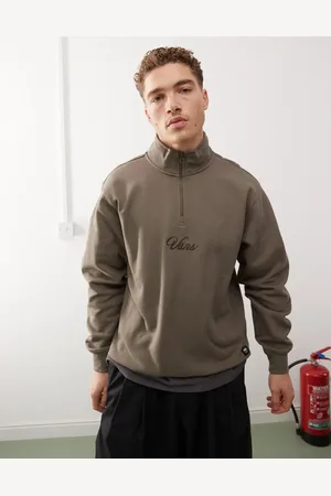 Vans Scripted - Mellembrun fleece-trøje med 1/4 lynlås