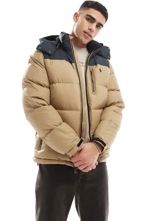 Ralph Lauren Dynejakke med dunfyld, farveblokke og logoikon