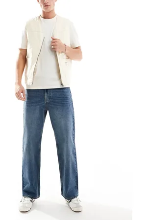 Pull&Bear Mellemblå jeans i loose fit med lige ben