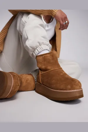 ASOS Brune pull on-støvler med chunky sål i imiteret ruskind