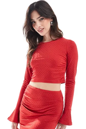 The Frolic Croptop med svaj i ærmerne og hotfix-sten - Del af sæt - Kun hos ASOS