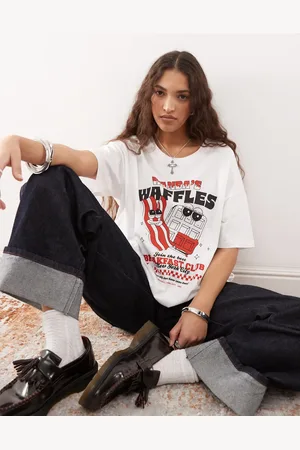 Noisy May Oversized T-shirt med "wafles"-grafik