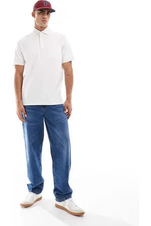 Ralph Lauren Klassisk, oversized polo med lomme i cremehvid bomuldshør