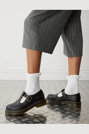 Dr. Martens Polley - Sorte sko med T-bar i blødt læder