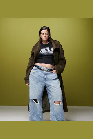 ASOS ASOS DESIGN Curve - posede jeans med flænger og malerpletter