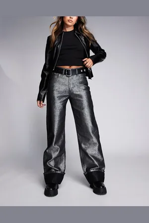 HUGO BOSS Gealana - Sølvfarvede denim-jeans med brede ben