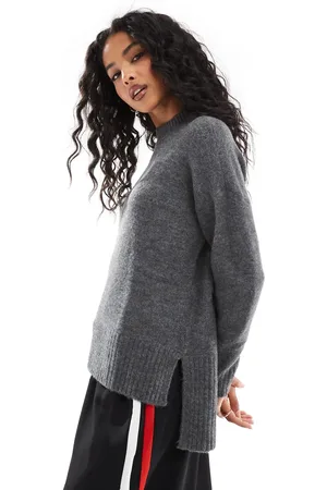 VERO MODA Mellemgråmeleret oversized trøje med høj hals