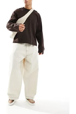 ASOS Hvide bukser i oversized og baggy pasform med syninger i kontrastfarve
