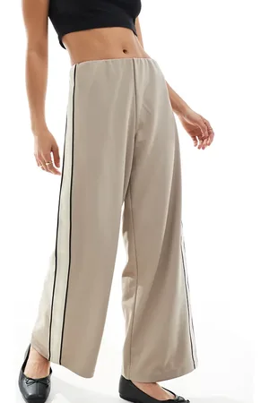 VERO MODA Beige løstsiddende pull-on-bukser med sidestriber-Neutral