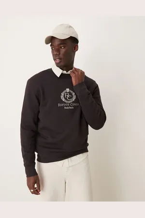 MANGO Bordeauxrød sweatshirt med rund hals og collegelogo-Blå
