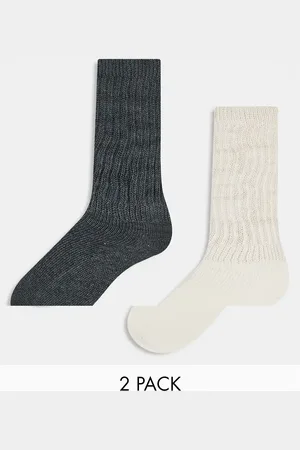 Cotton On Cotton On - Pakke med 2 par sokker med rynket design i ecrufarvet/koksgrå