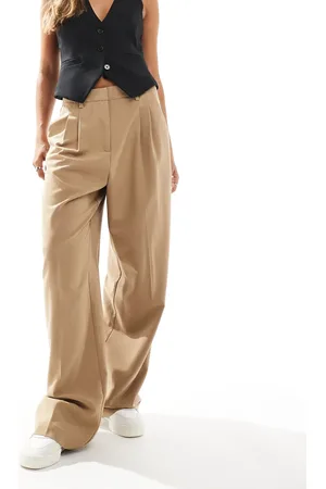 VERO MODA Dad-bukser med vide ben i kamel-Neutral