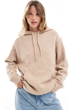 ASOS Oversized og hættetrøje i strik-Lyserød