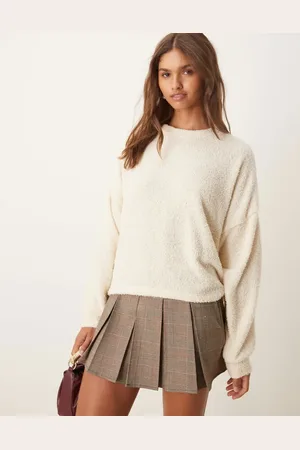ASOS Striktrøje i boucle-Hvid