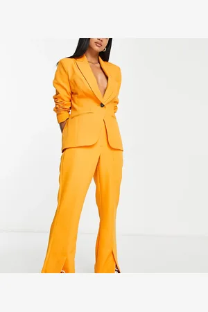 River Island Orange bukser med svaj og slids - Del af sæt