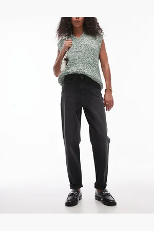 Topshop Højtaljede Original Mom-jeans i sort vask
