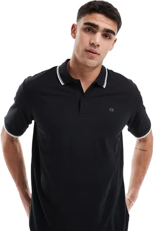 JJ Polo med kantstriber i piqué