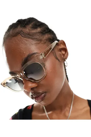 Aire X ASOS - Dorado - Firkantede solbriller med beige stel og grønne glas