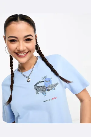 Lacoste X Bridgerton - Lyseblå T-shirt med logo
