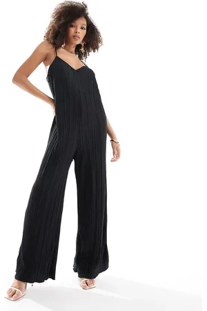 VERO MODA Plisseret jumpsuit med stropper og ekstremt vide ben i