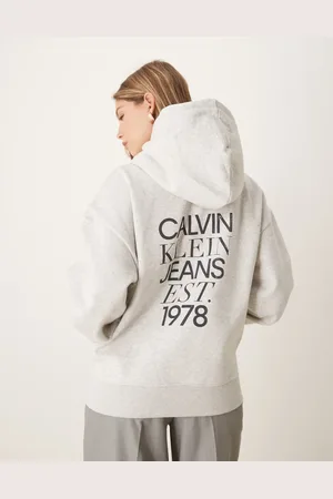 Calvin Klein Grå afslappet hættetrøje med print på ryggen