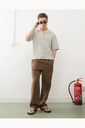 Weekday Seth - Brune bukser i hørblanding - Kun hos ASOS