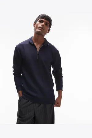 SELECTED Marineblå sweatshirt med halv lynlås