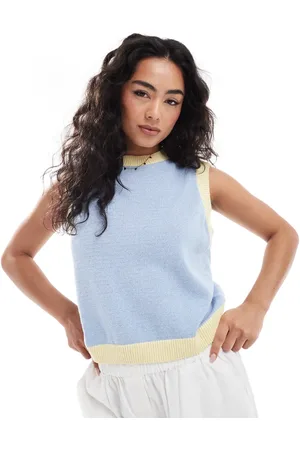 ASOS Strikket tanktop med kontrasterende kanter i ribstrik