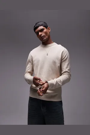 Topman Essentials - striktrøje med rund hals-Neutral