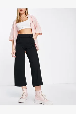 JDY Cropped culottes med knapdetalje i