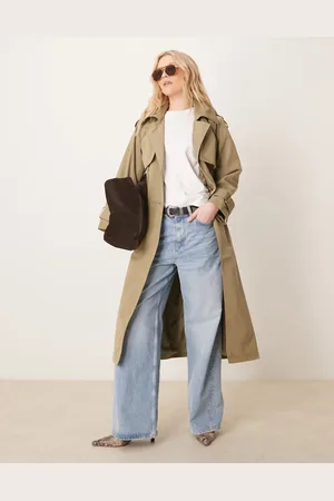 Abercrombie & Fitch Kakigrøn trenchcoat i longline
