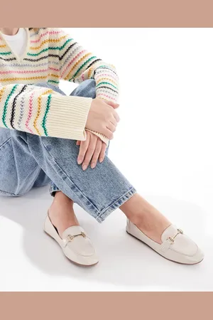 London Rebel Nori - Cremehvide loafers med spændedetalje