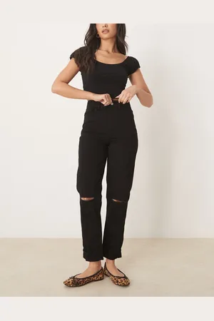 ASOS Vasket sorte mom-jeans med flænger