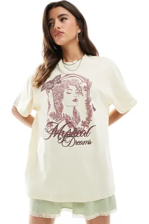 Miss Selfridge Smørgul oversized T-shirt med 