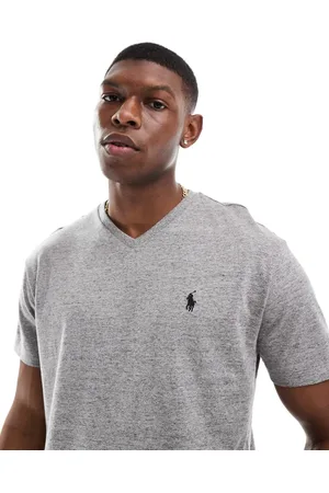 Ralph Lauren Gråmeleret T-shirt med V-hals og logoikon