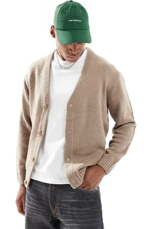 Only & Sons Gråbrun strikket cardigan med sænkede skuldre-Neutral