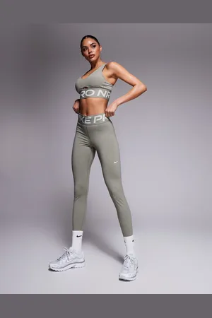Nike Nike Pro Training - Dri-FIT - Khakigrønne højtaljede leggings med formgivende effekt