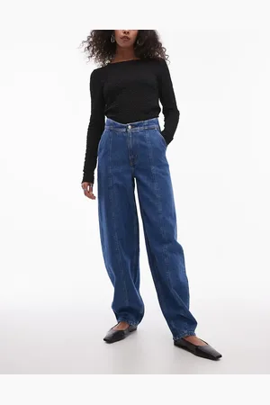 & OTHER STORIES Jeans med barrel-ben, søm detaljer foran og korsetdetalje i ren, blå vask