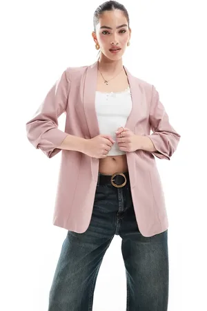 Pieces® Lyserød blazer med rynkede ærmer