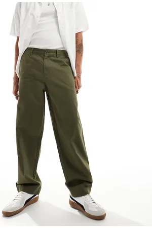 Fred Perry Militærgrønne bukser med lige ben i twill