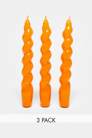 MAEGAN MÆGEN - Pakke med 3 orange stearinlys med spiralformet tilspidset design