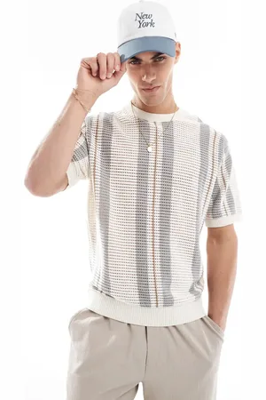 Bershka Beige strikket stribet T-shirt