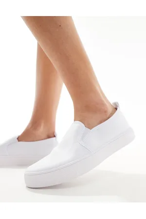 ASOS Dotty - Hvide slip-on lærredssko