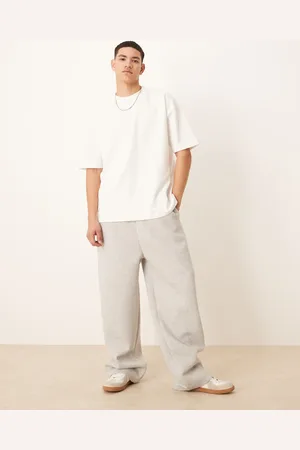 ASOS Gråmelerede joggingbukser i kraftigt scubamateriale med vide ben