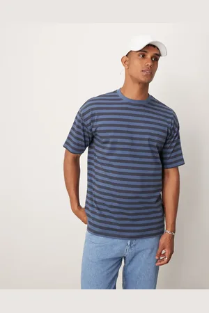 New Look Marineblå og indigofarvet T-shirt i oversize med striber