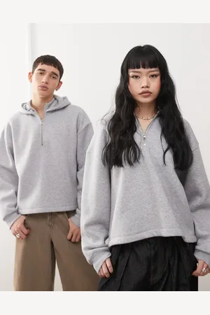 Reclaimed Unisex - hættetrøje med lynlås og firkantet hals